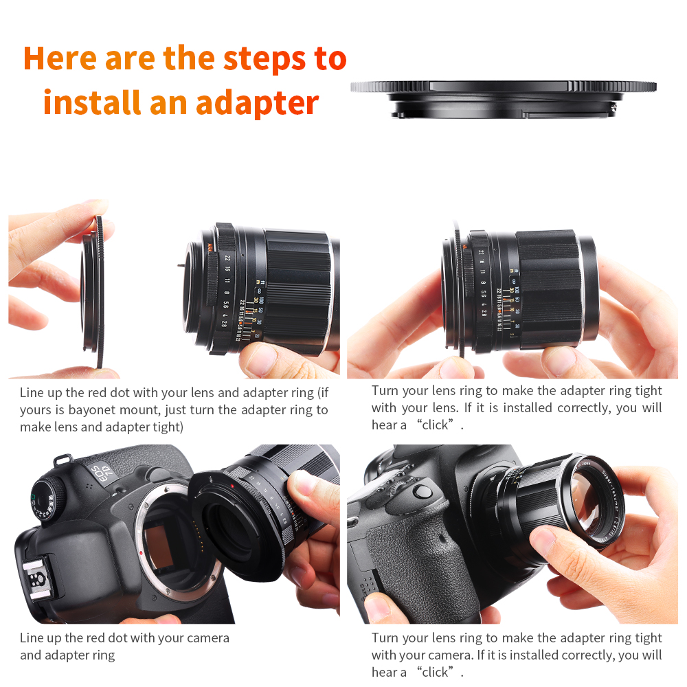 Adaptateur K&F Concept, M42 Objectifs Vers Canon EOS M Caméra