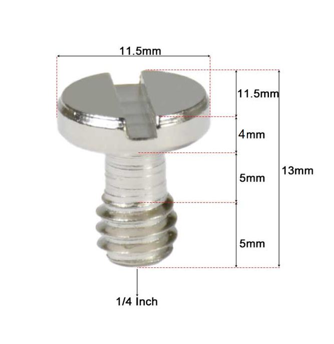Vis Pour Trépied Fittings4you DS006 - Acier Changement Rapide 1/4 Pouce, Fixation Sûre Appareil Photo